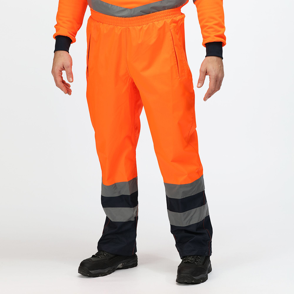 Regatta Mens Hi-vis Pro Waterproof Reflective Work Overtrousers-hi Vis Orange-2xl