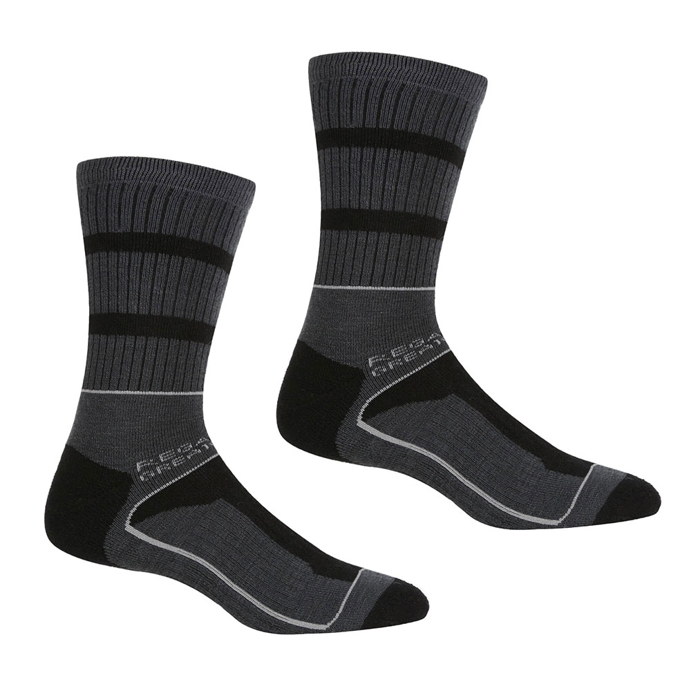 Regatta Samaris 3 Season Socks (2 Pack)-black / Dark Steel-6 - 8