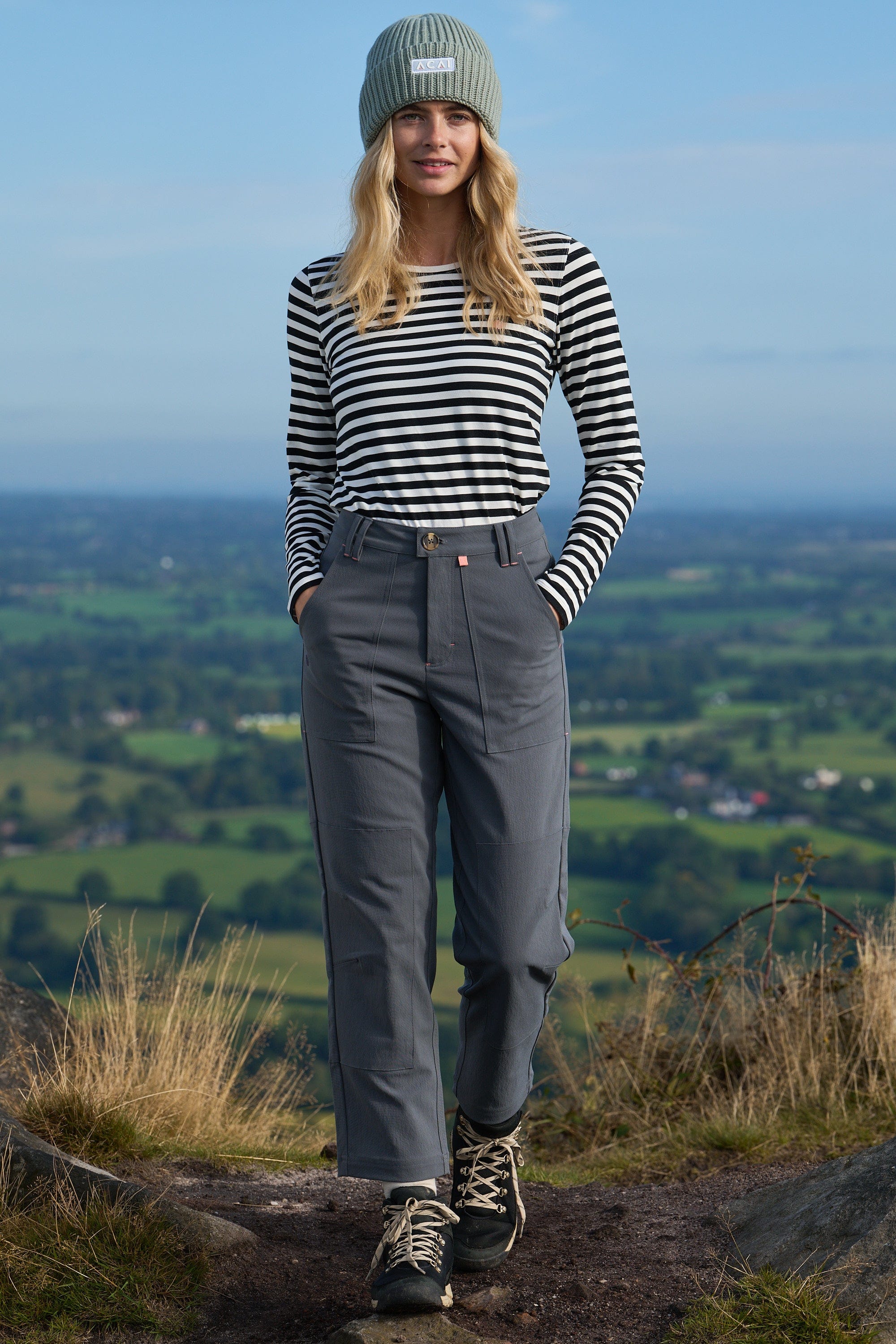 Acai Trousers - Elevation Pants - Pebble Grey - Uk12 - Womens