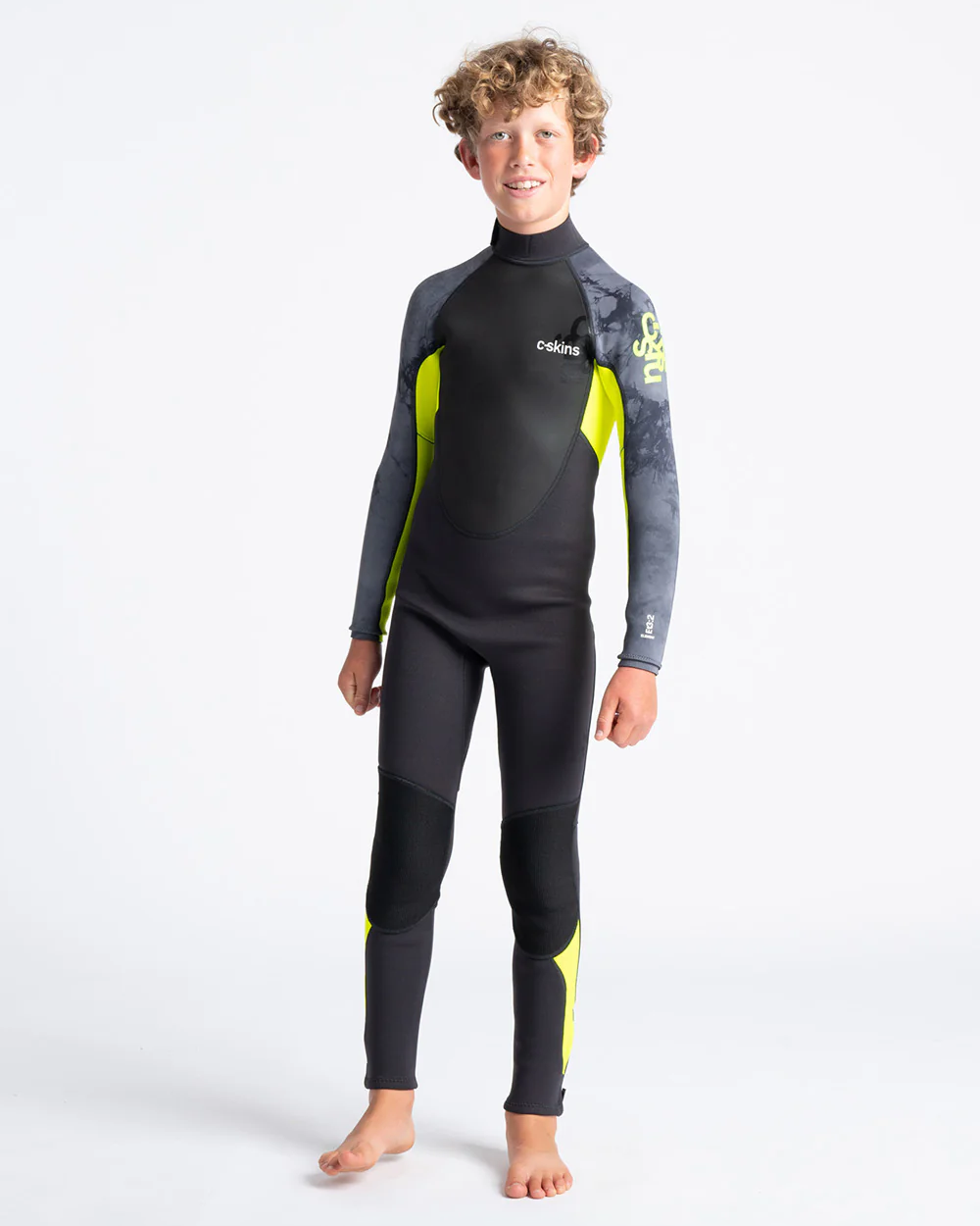 Boys Element 3/2mm Back Zip Wetsuit In Anthracite  YellowandBlack Tie Dye