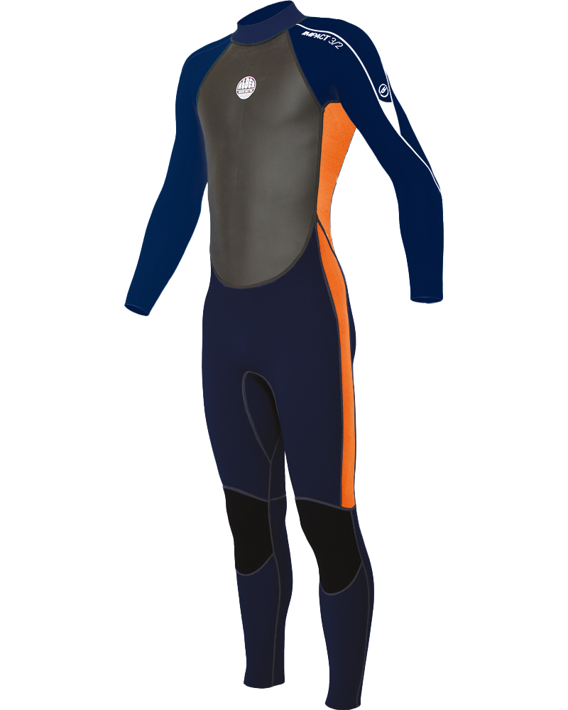 Boys Impact 3/2mm Back Zip Wetsuit In Orange