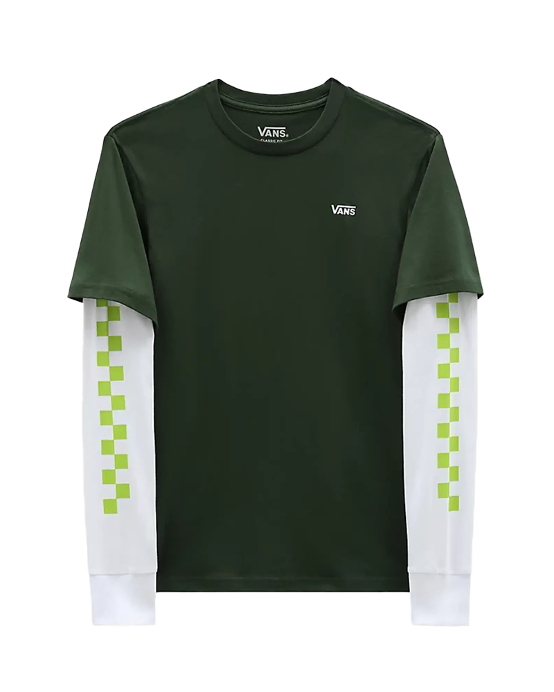 Boys Long Check Twofer T-shirt In Mountain View