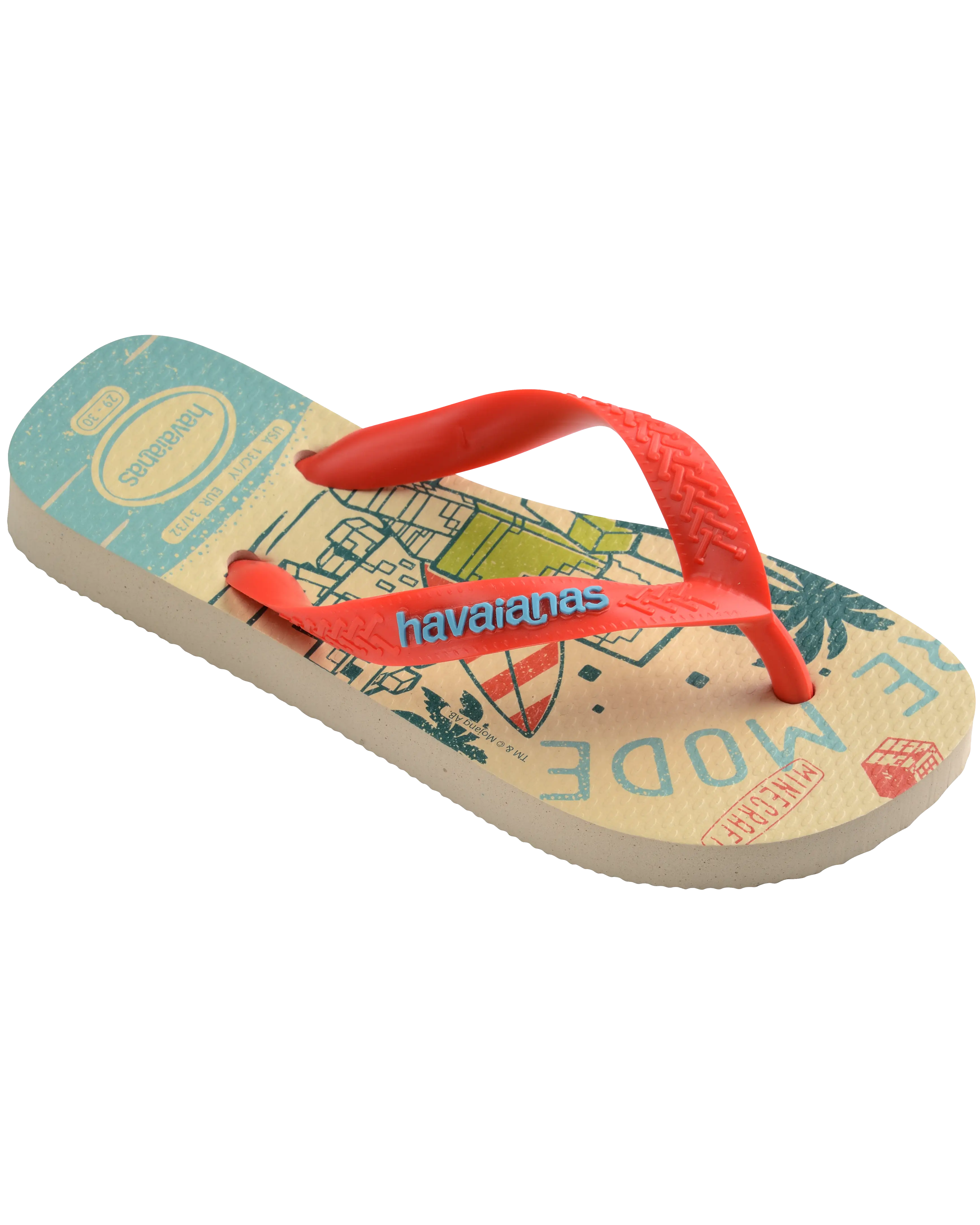 Boys Minecraft Flip Flops In BeigeandOrange