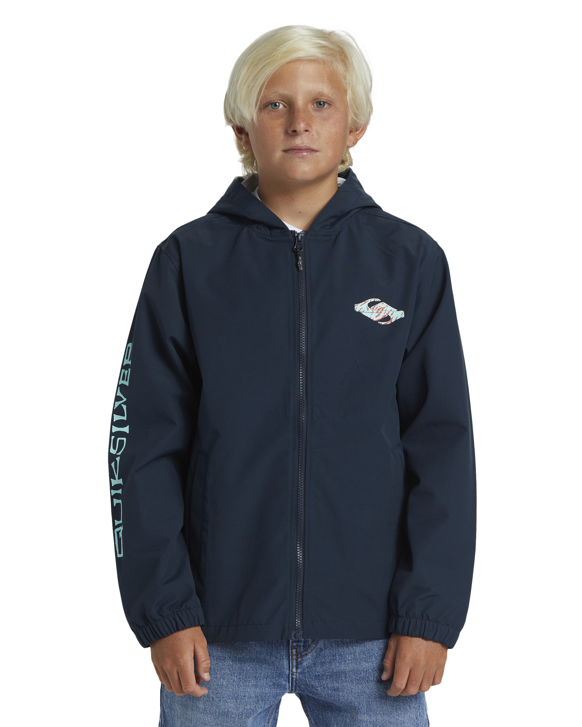 Boys Rain Cloud Hooded Coach Jacket In Dark Navy