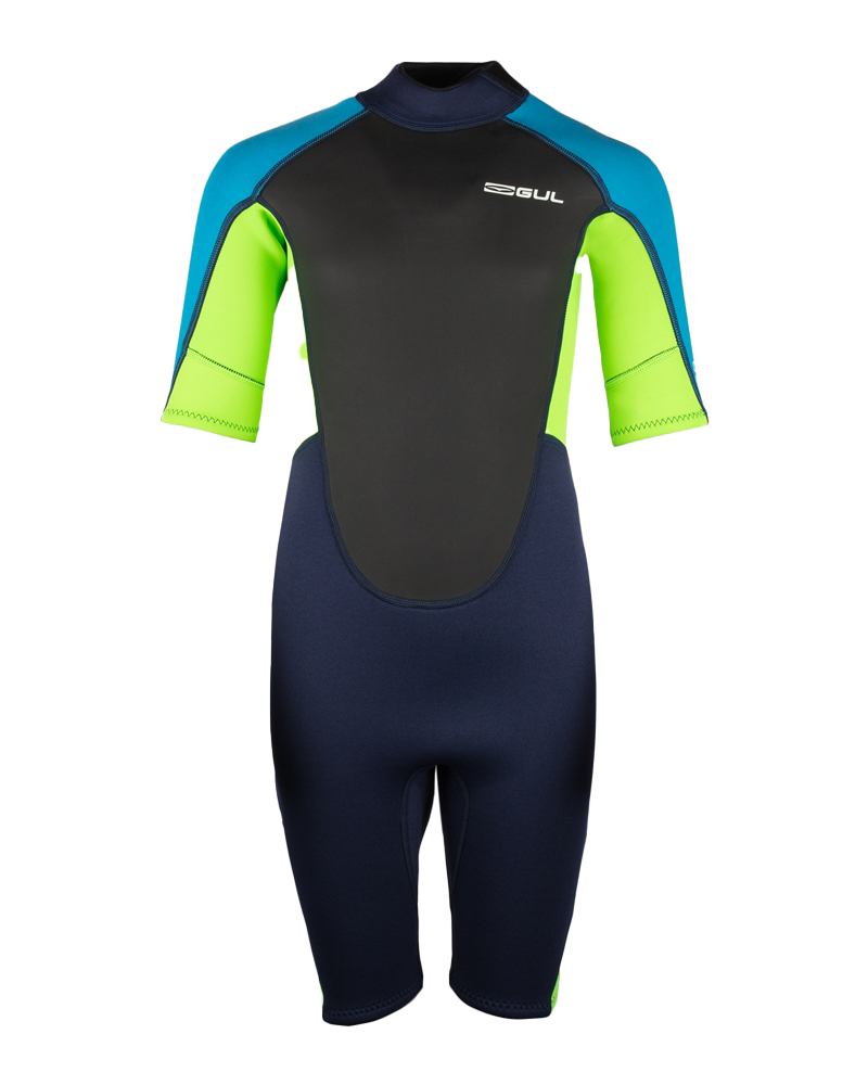 Boys Response Fl 3/2mm Shorty Wetsuit In NavyandLime
