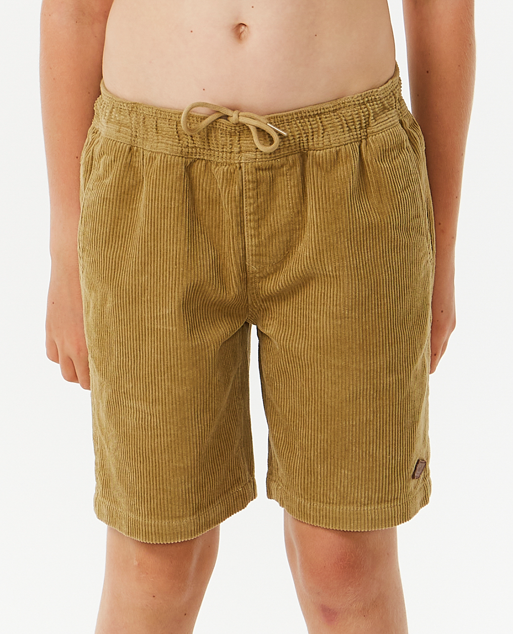Boys Surf Cord Volley Shorts In Dark Khaki