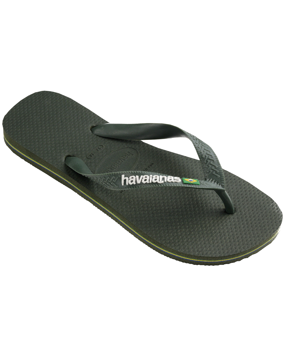 Brazil Logo Flip Flops In Olive Green