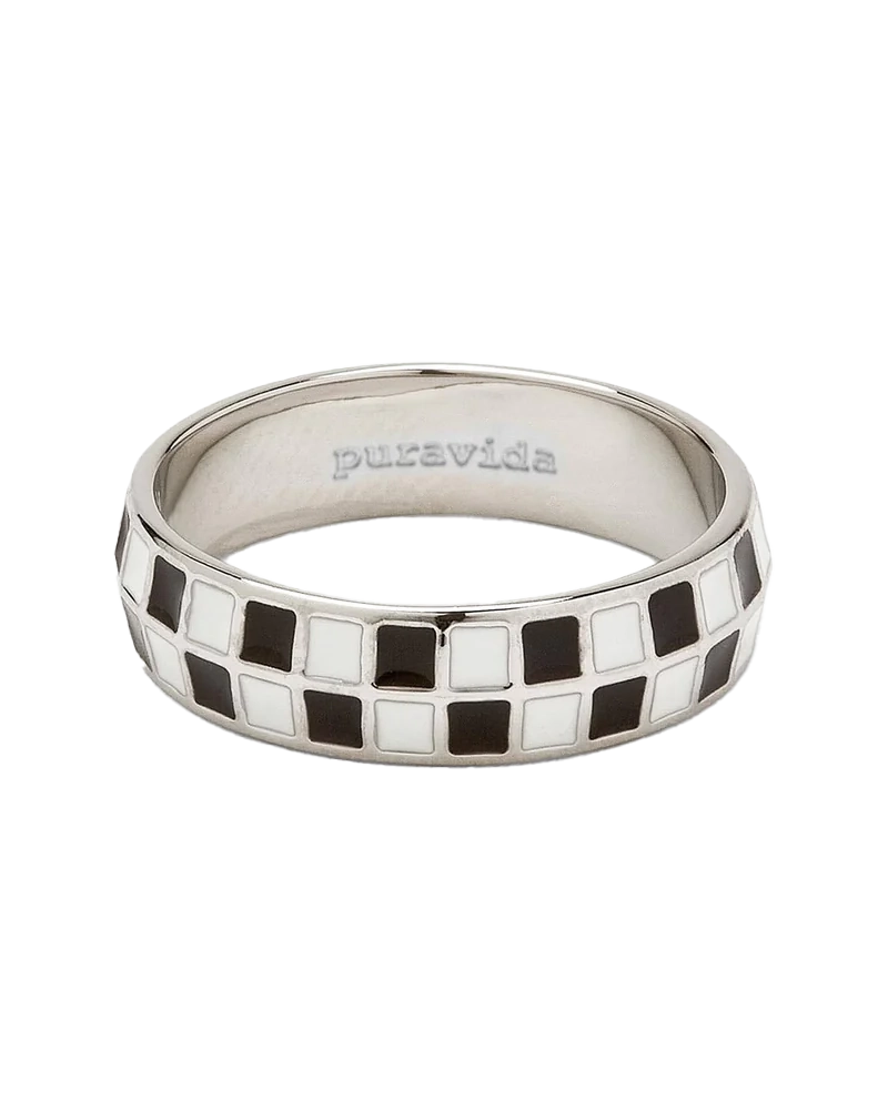 Checkerboard Ring In BlackandWhite