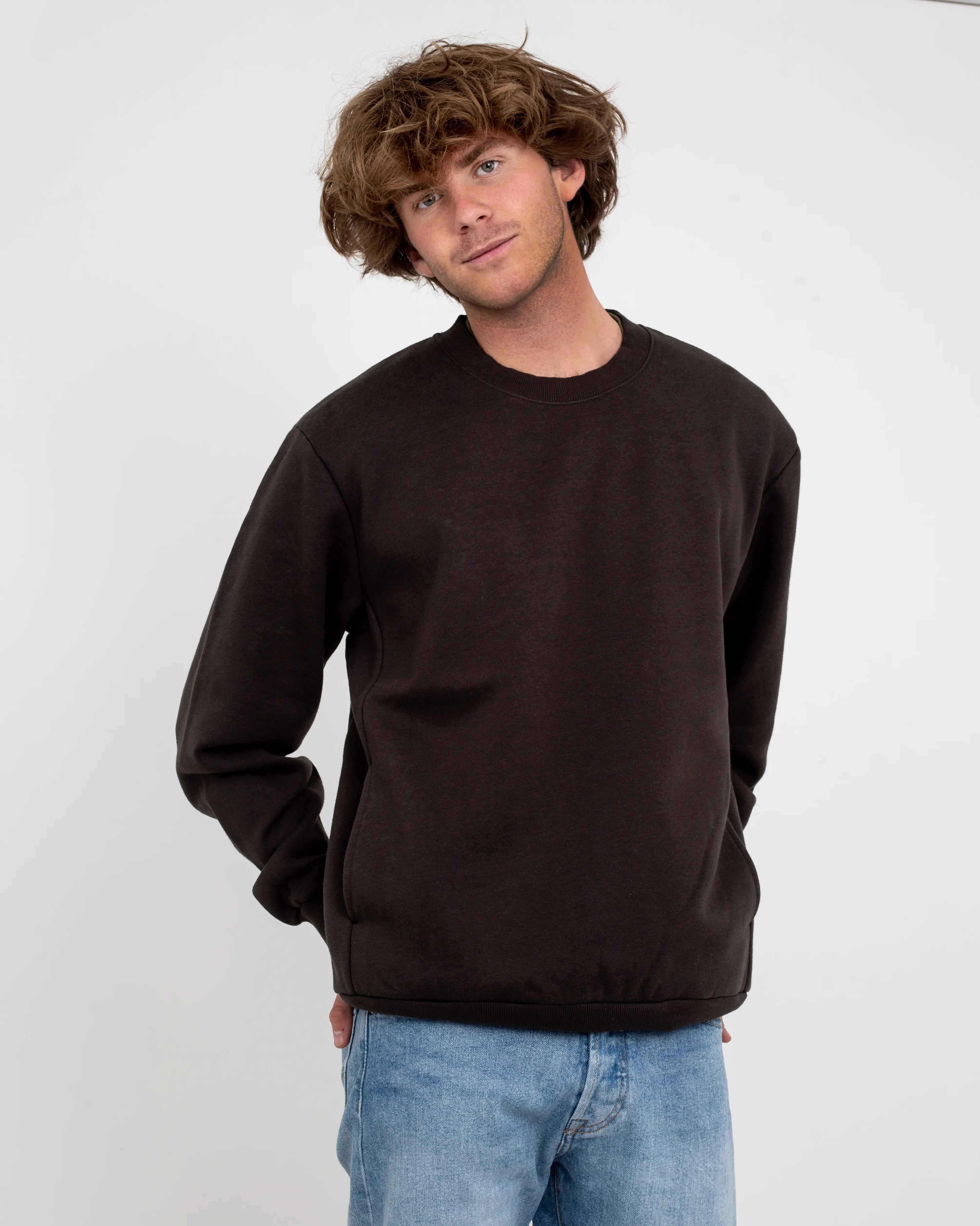 Classic Fleece Crew Sweatshirt In Vintage Black