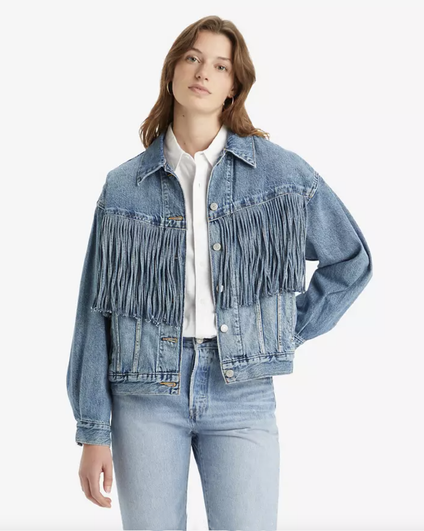 90s Fringe Trucker Jacket In Fringe Society