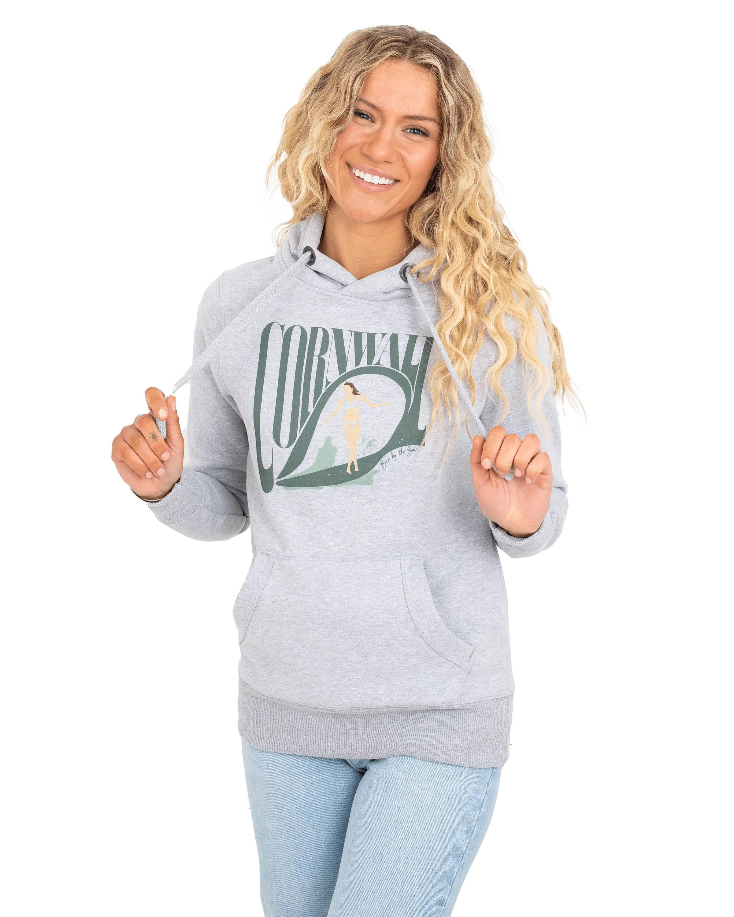 Cornwall Surfer Hoodie In Grey Melange