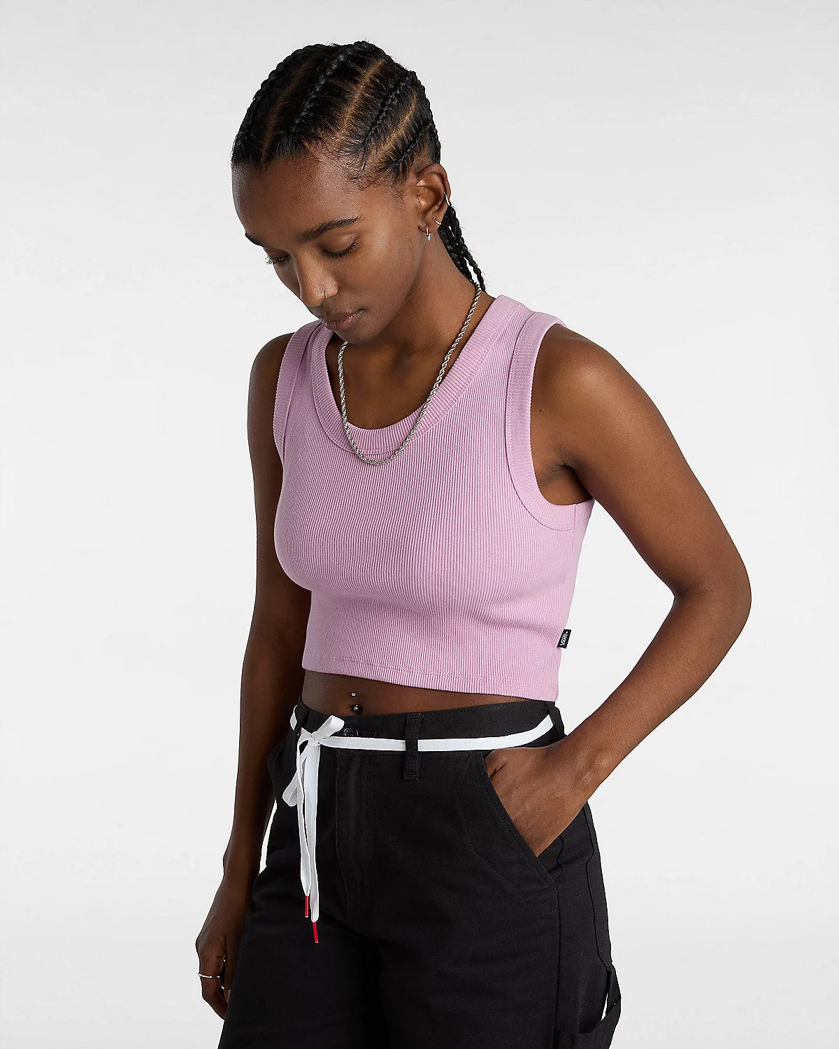 Drew Rib Vest In Smoky Grape