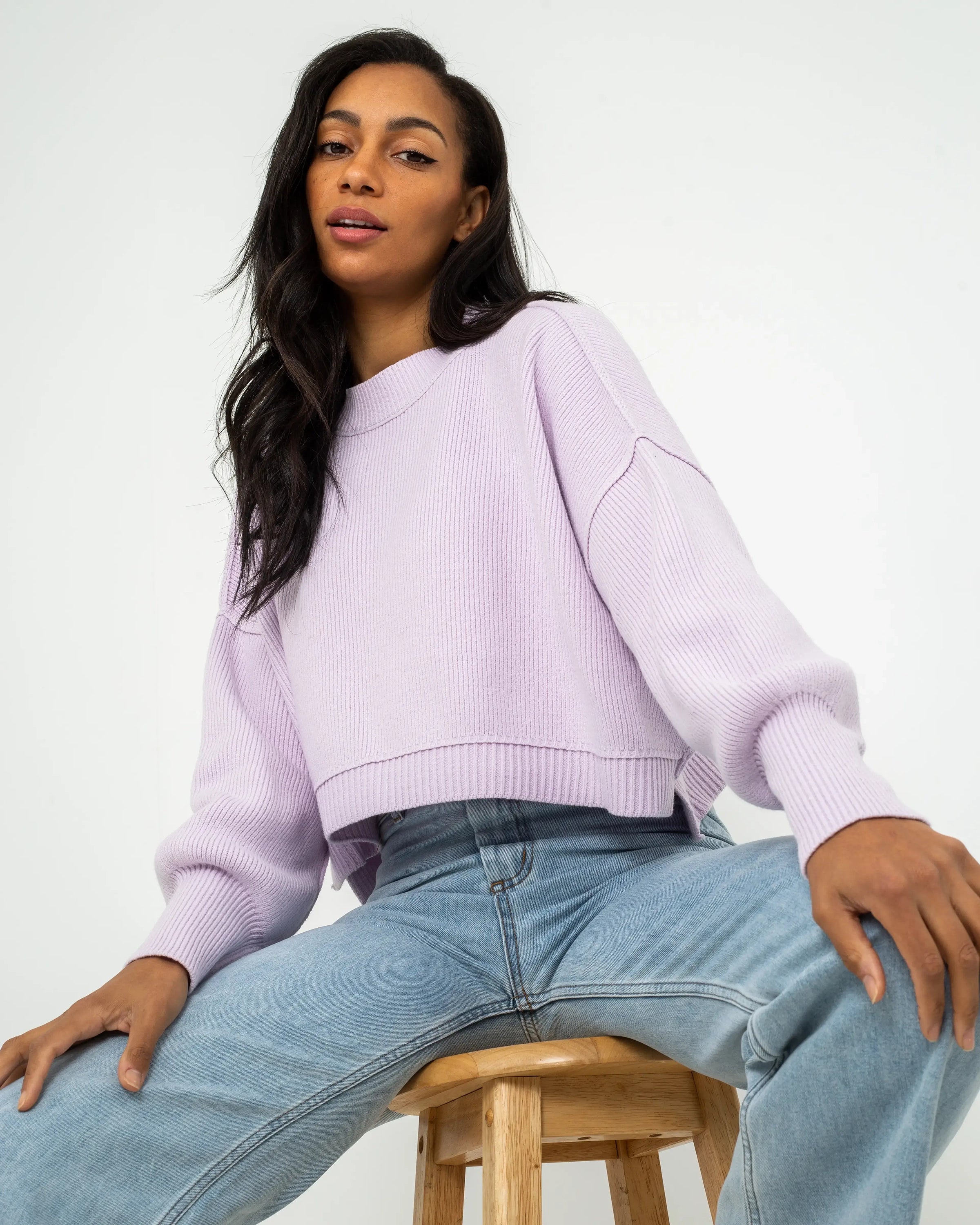 East Street Crop Jumper In Frost Lavender