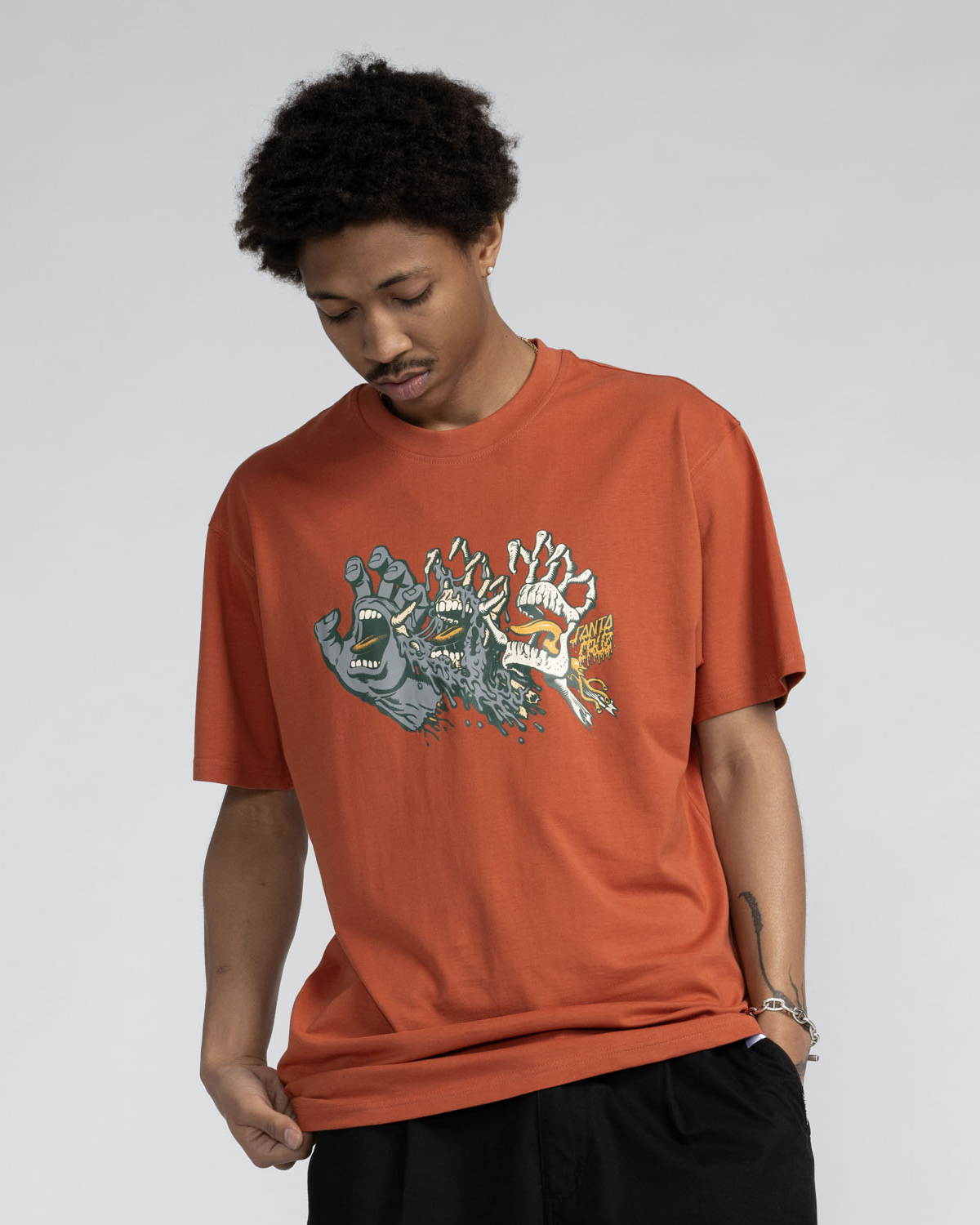 Evolved Hand Front T-shirt In Baked Clay
