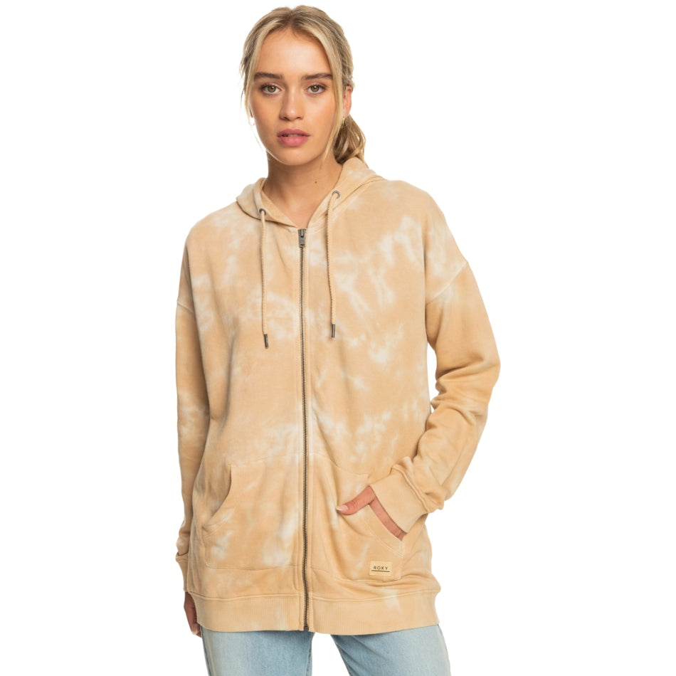 Fools Gold Zip Hoodie In Beige Crystal Wash