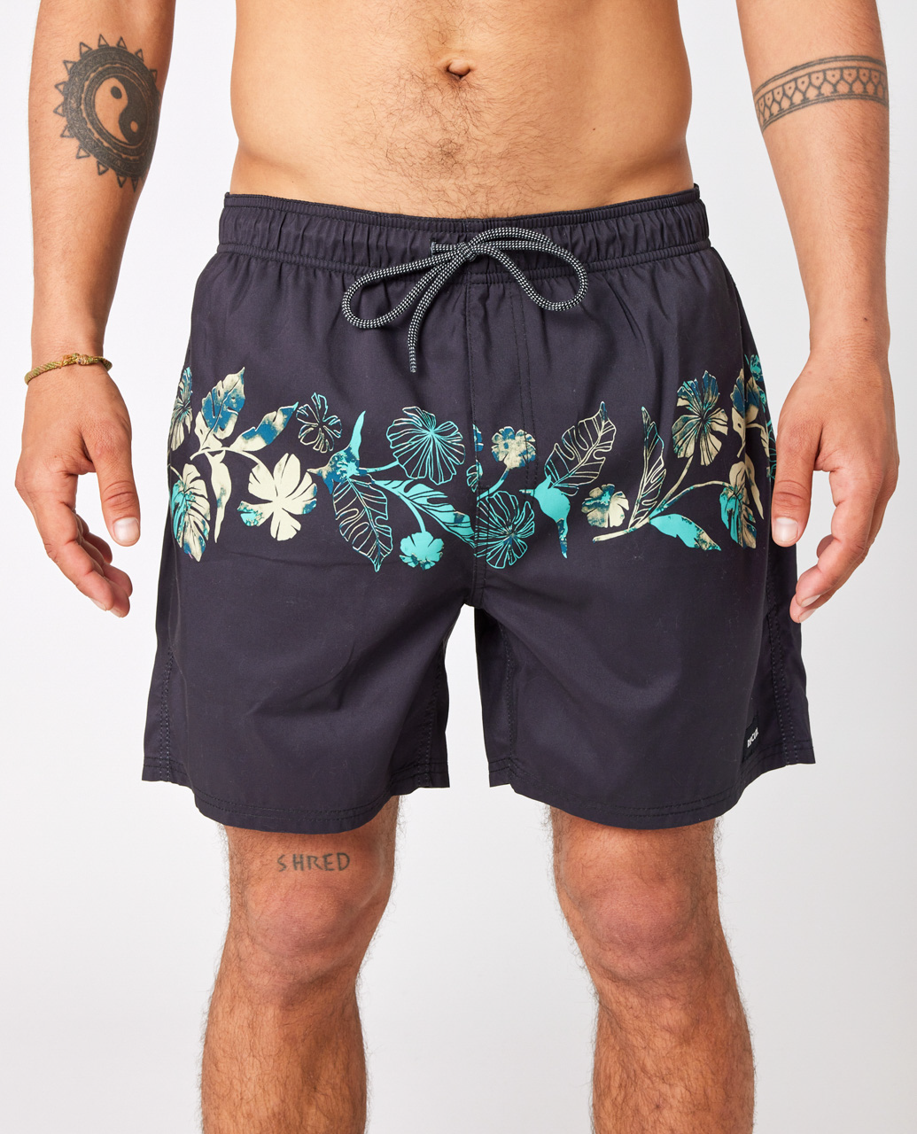 Framed Volley Shorts In Washed Black