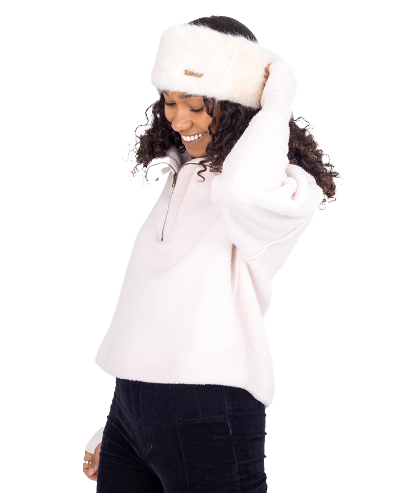 Fur Headband In White