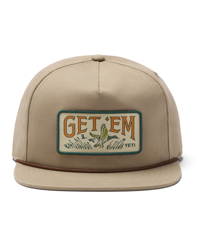 Get em Flat Brim Snapback Cap In Cape Taupe