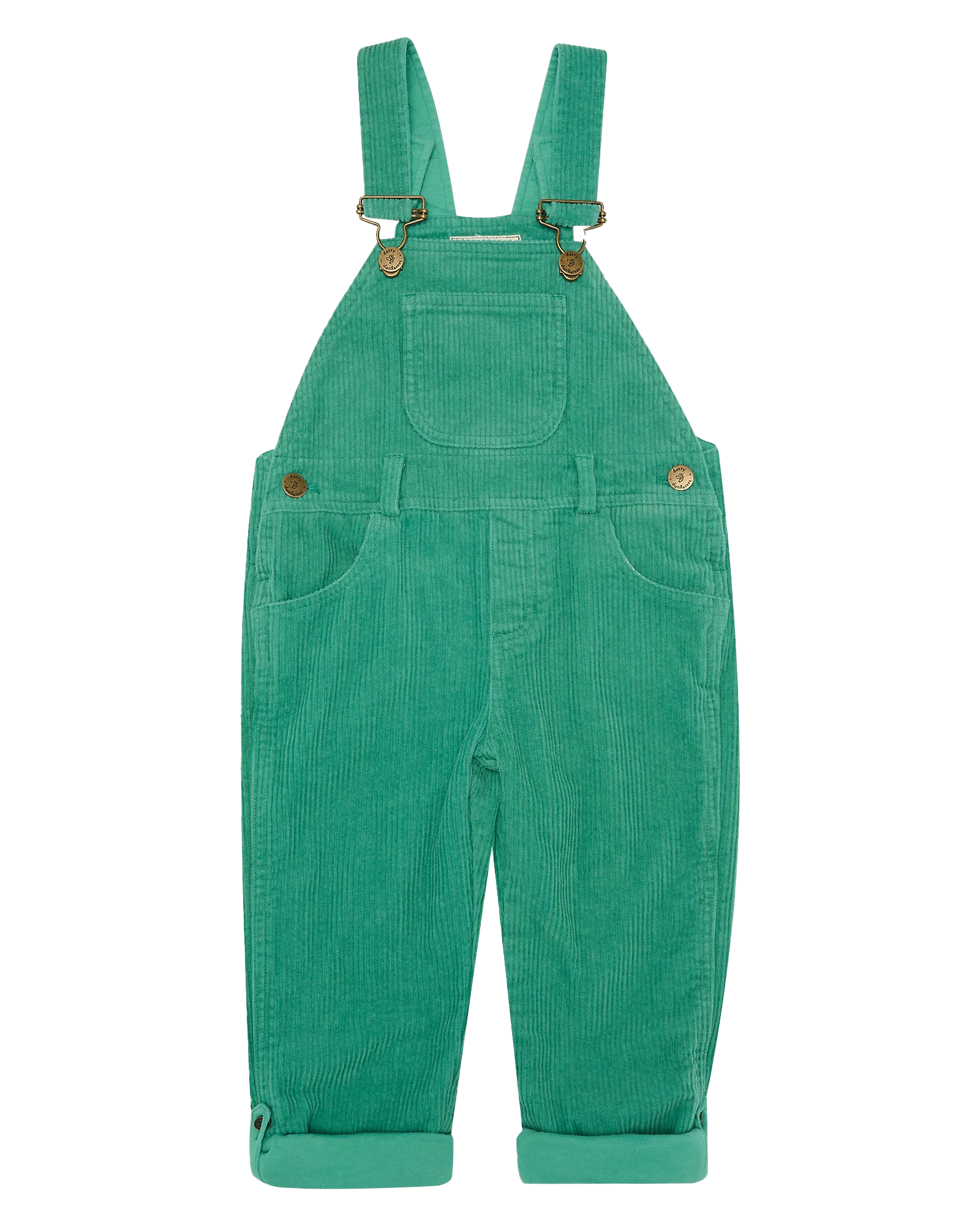 Girls Chunky Bright Dungarees In Emerald