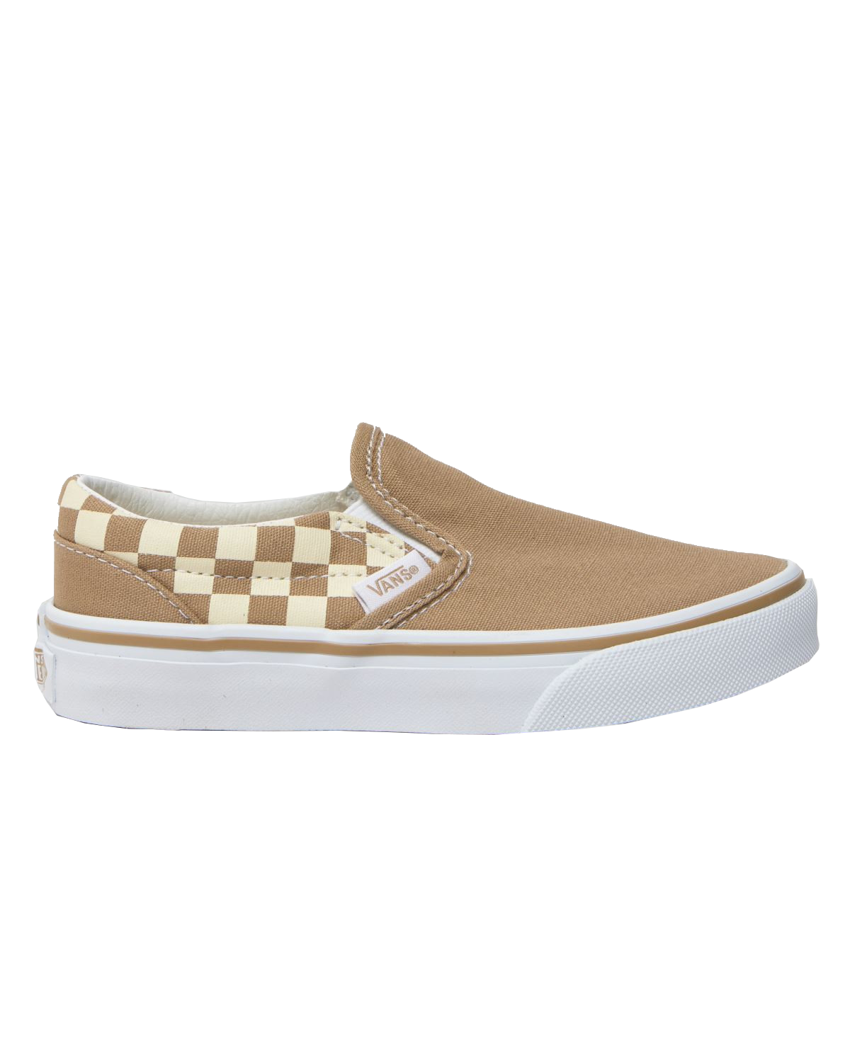 Girls Classic Slip On Shoes In Neutral Checkerboard BrownandWhite
