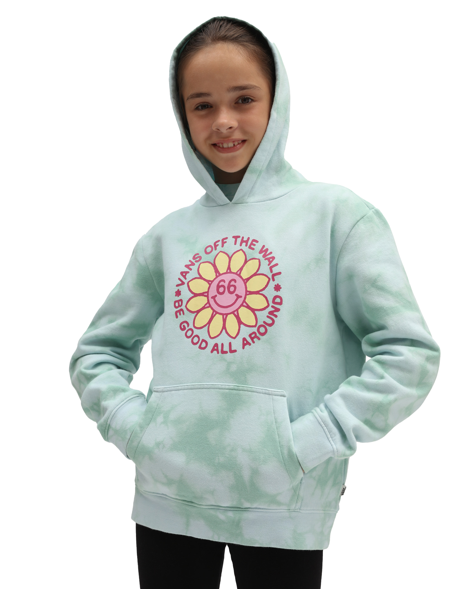 Girls Good All Round Hoodie In Green Ash Latte Wash