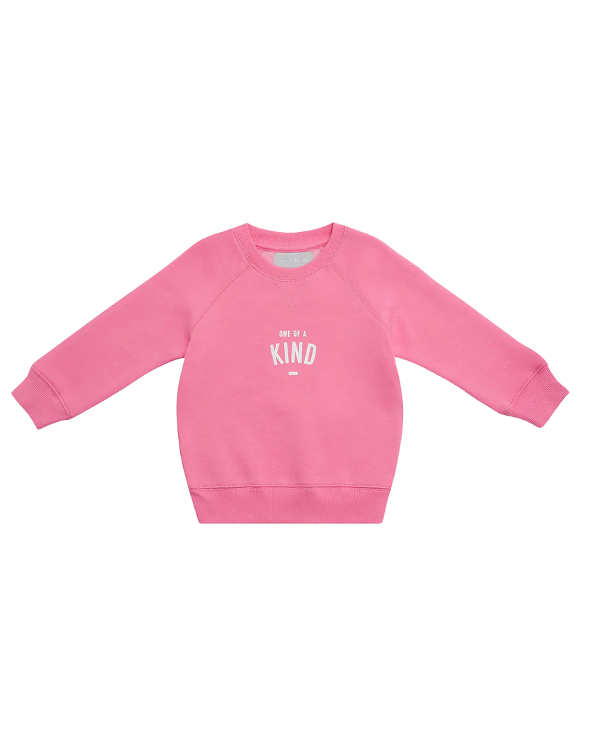 Girls One Of A Kind Sweatshirt In Hot Pink