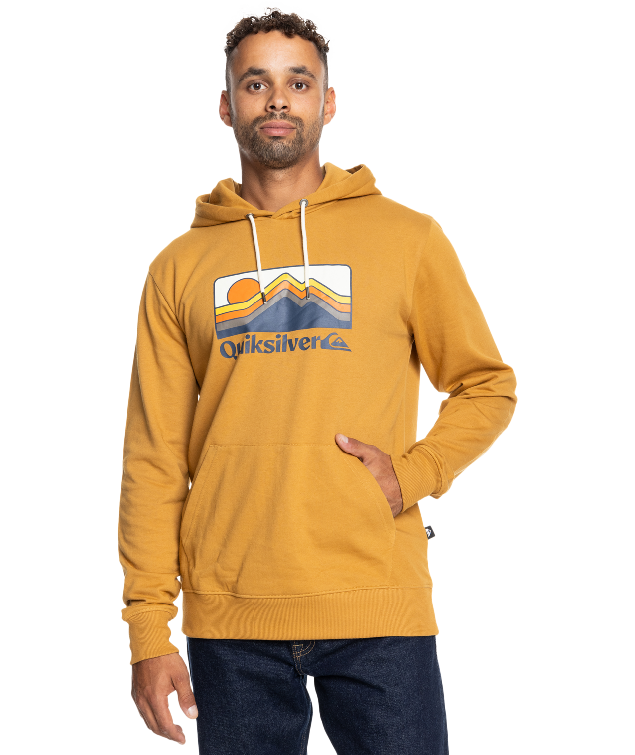 Gradient Mountains Hoodie In Bone Brown