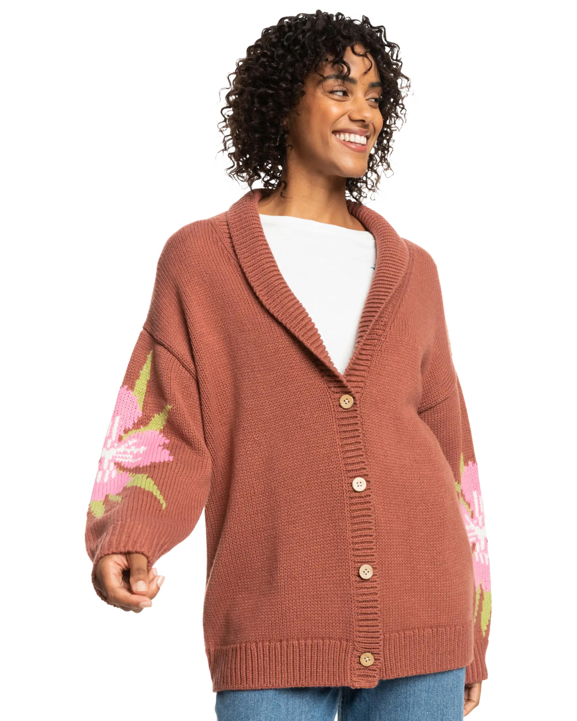 Hand On Heart Cardigan In Cedar Wood