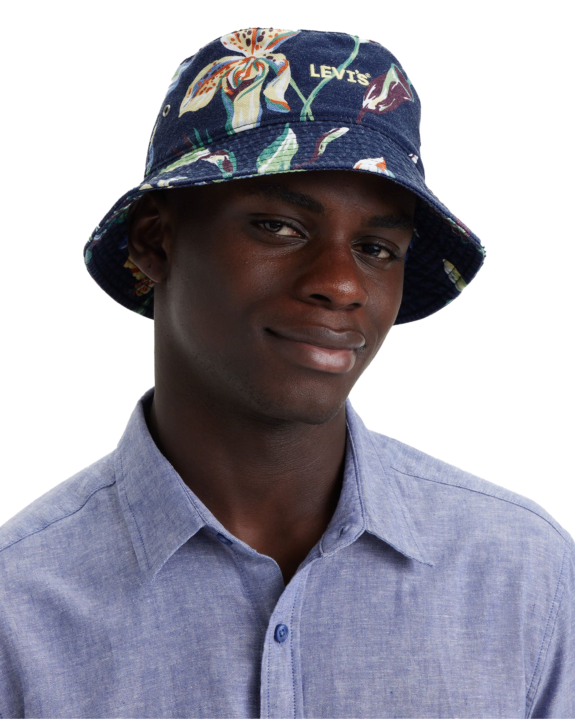 Headline Bucket Hat In Navy Blue
