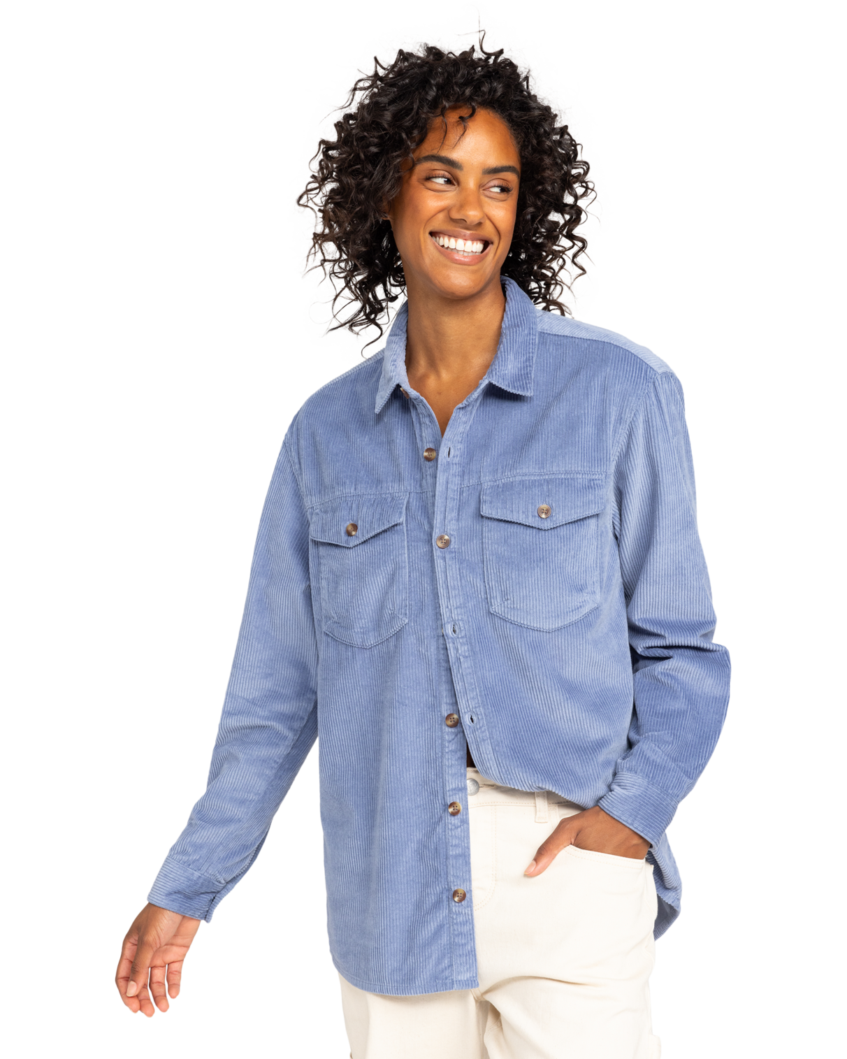 Let It Go Corduroy Shirt In Infinity Blue