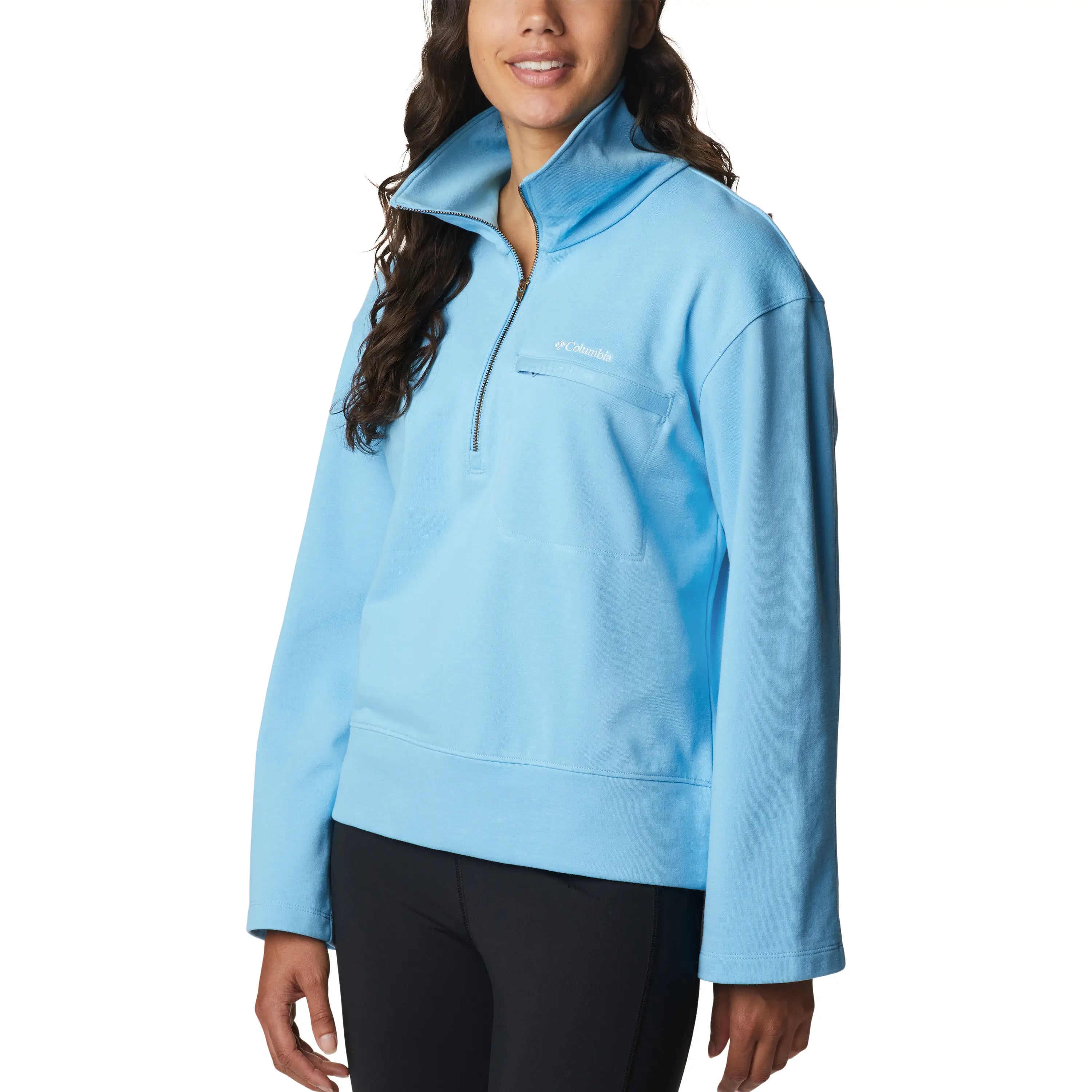 Lodge 1/4 Zip Sweatshirt In Vista BlueandSpring Blue