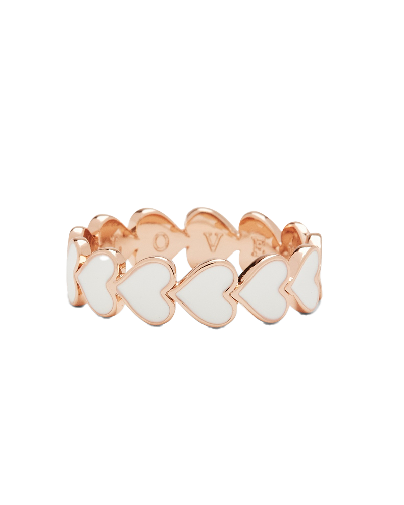 Love Enamel Heart Ring In Rose Gold