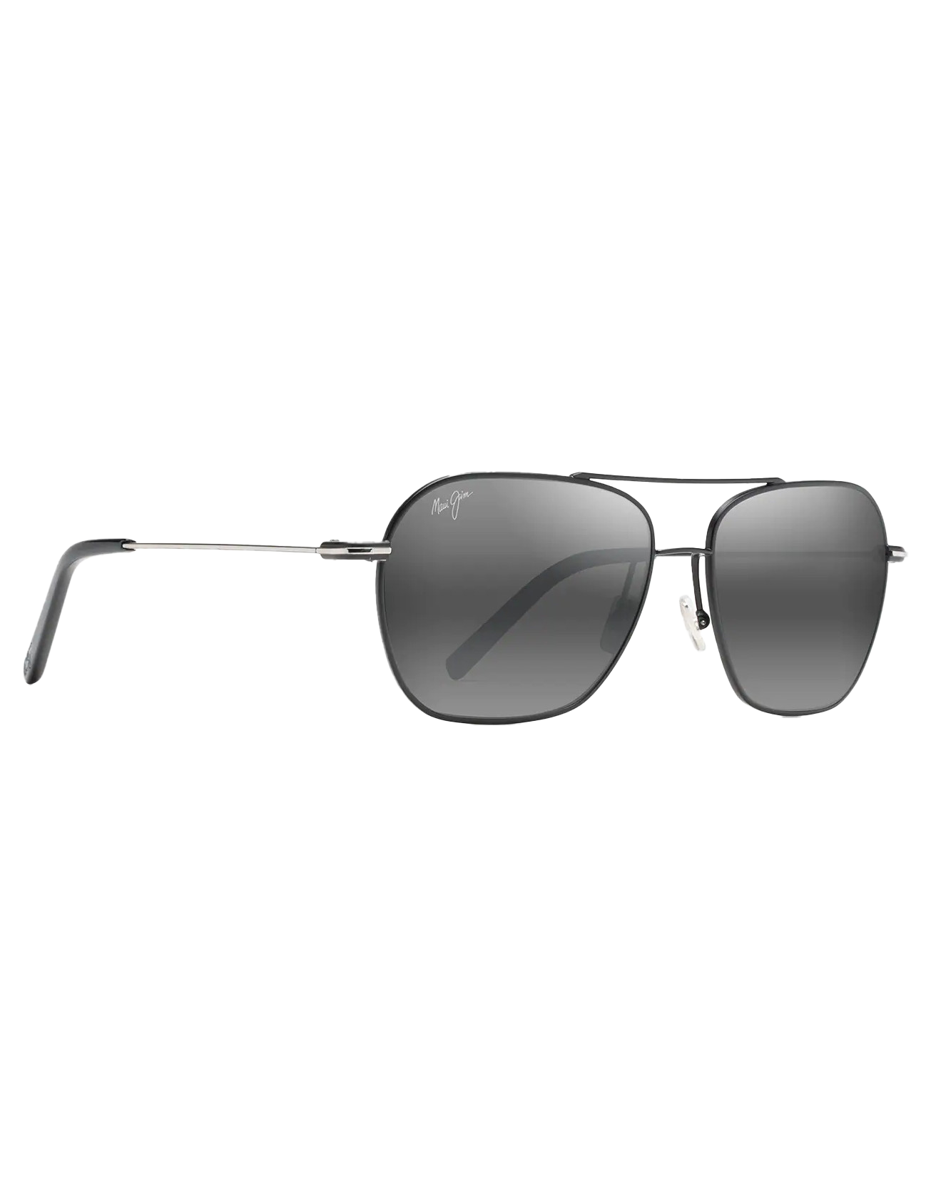 Mano Polarised Aviator Sunglasses In Black With Silver StripeandNeutral Grey