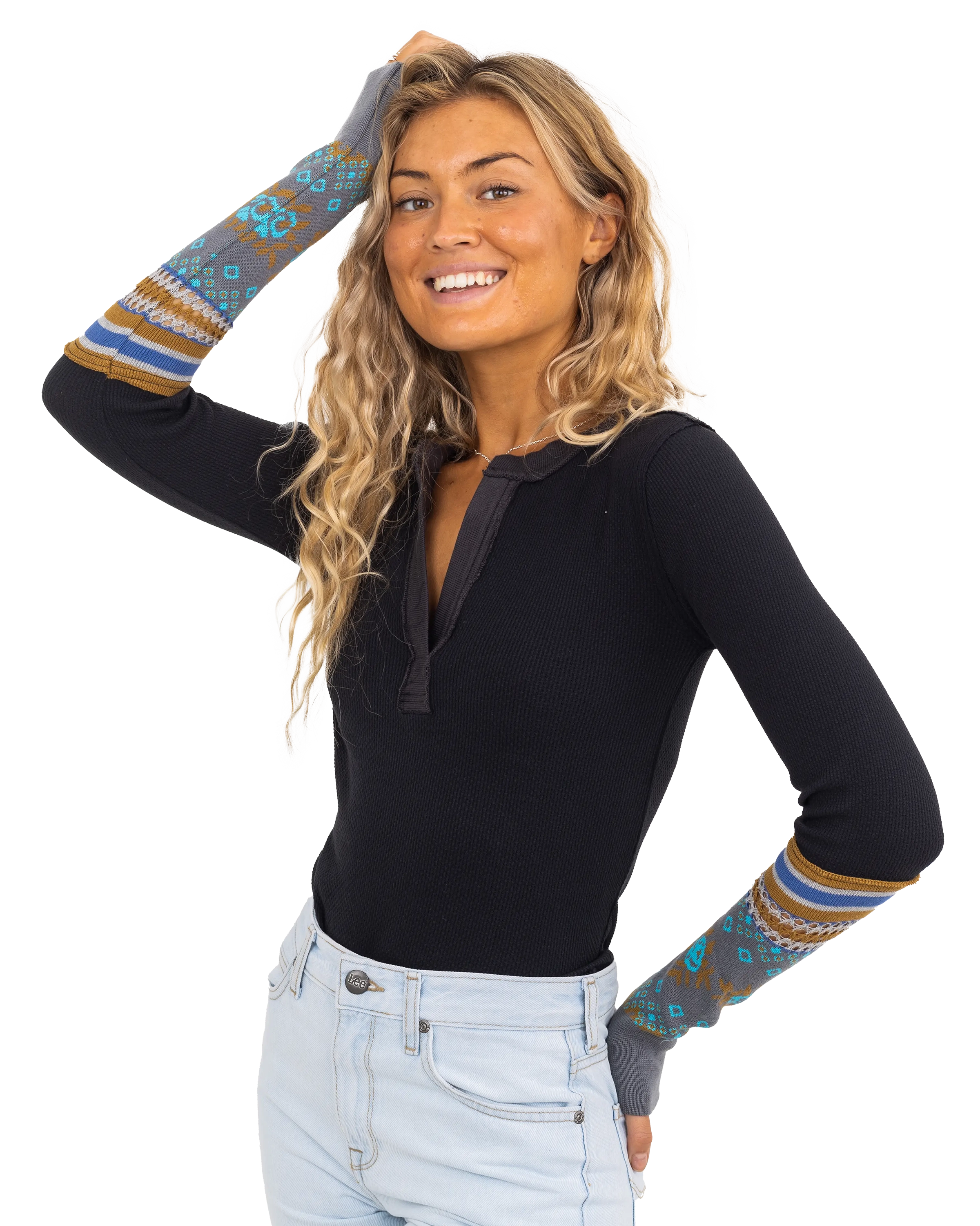 Mikah Layering Cuff Top In Black Combo