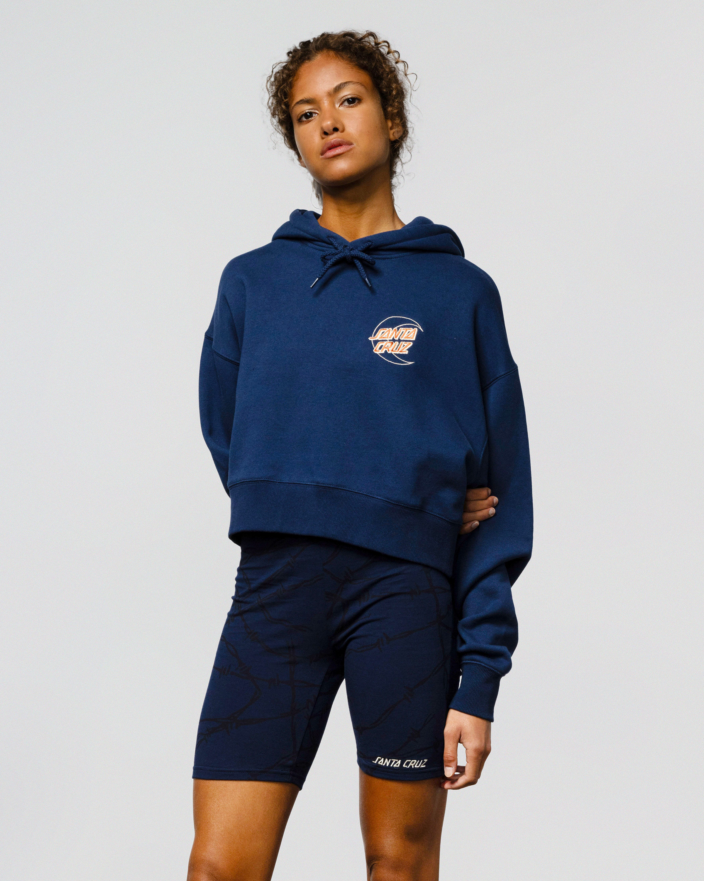 Moon Dot Embroidery Hoodie In Midnight Blue