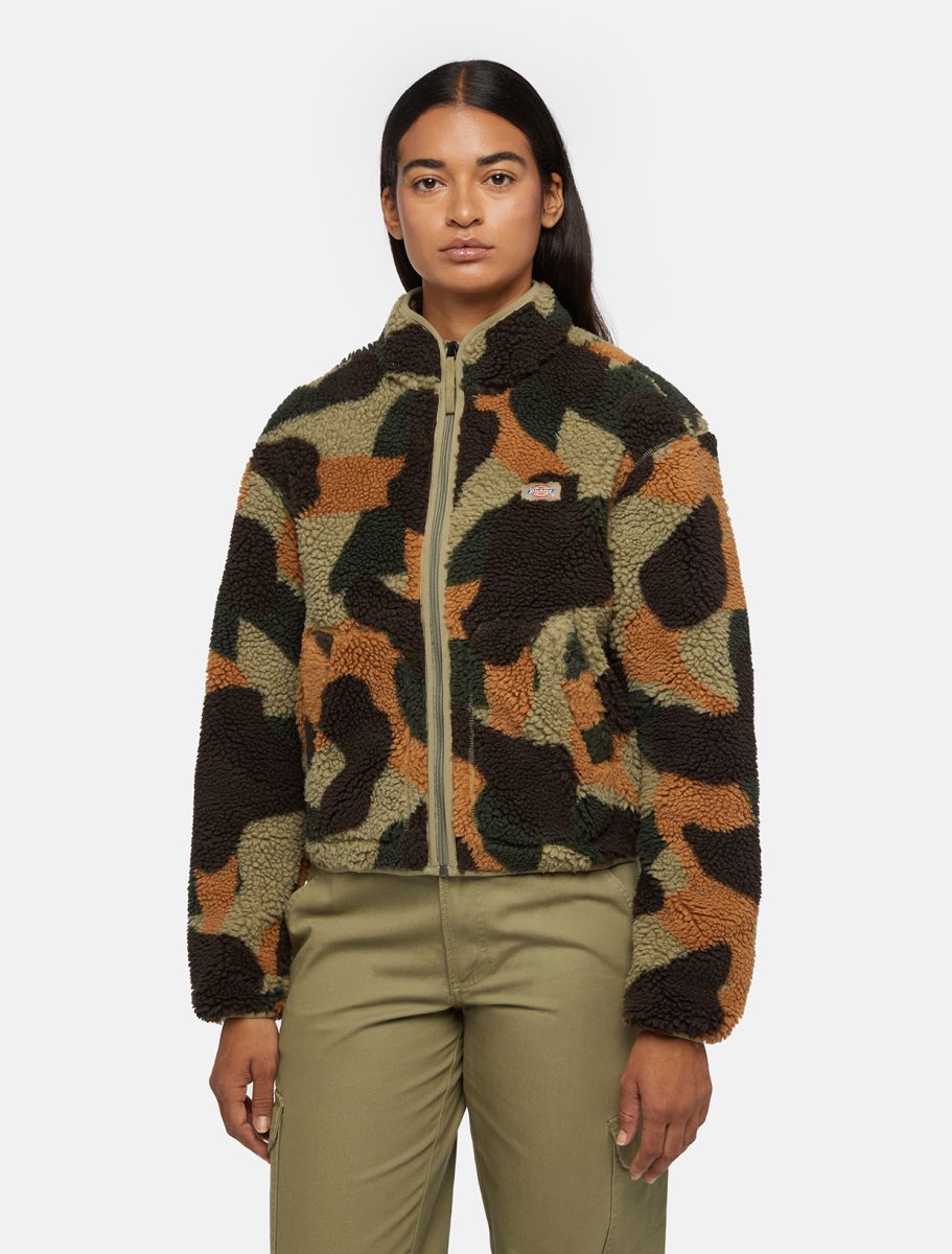 Mount Hope Camo Zip Fleece Jacket In Imperial Green Camo