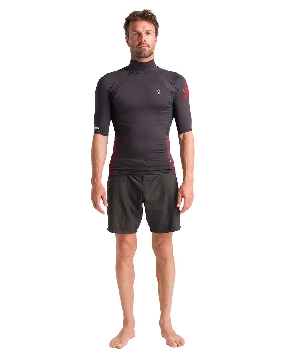 Nuwave Rash Vest In Anthracite  BlackandWine