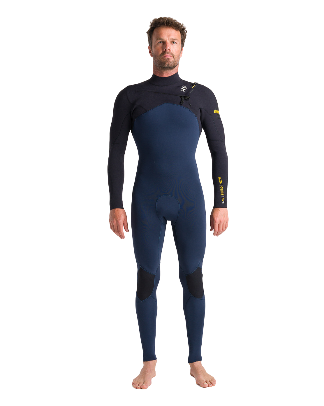 Nuwave Session 3/2mm Chest Zip Wetsuit In Bluestone  Black XandSaffron
