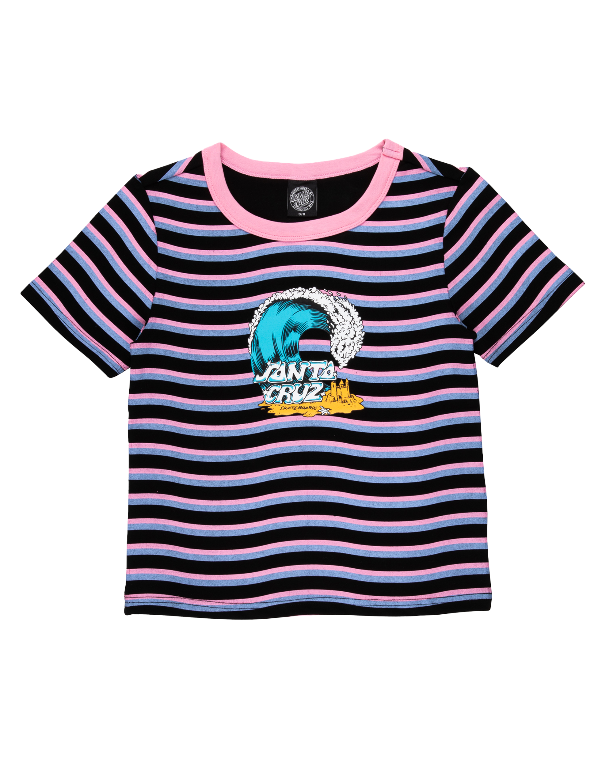 Onshore Front T-shirt In Black Wave Stripe