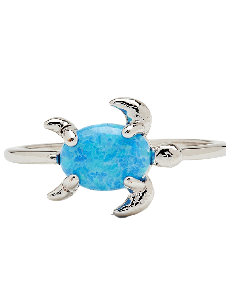 Opal Sea Turtle Ring In Silver
