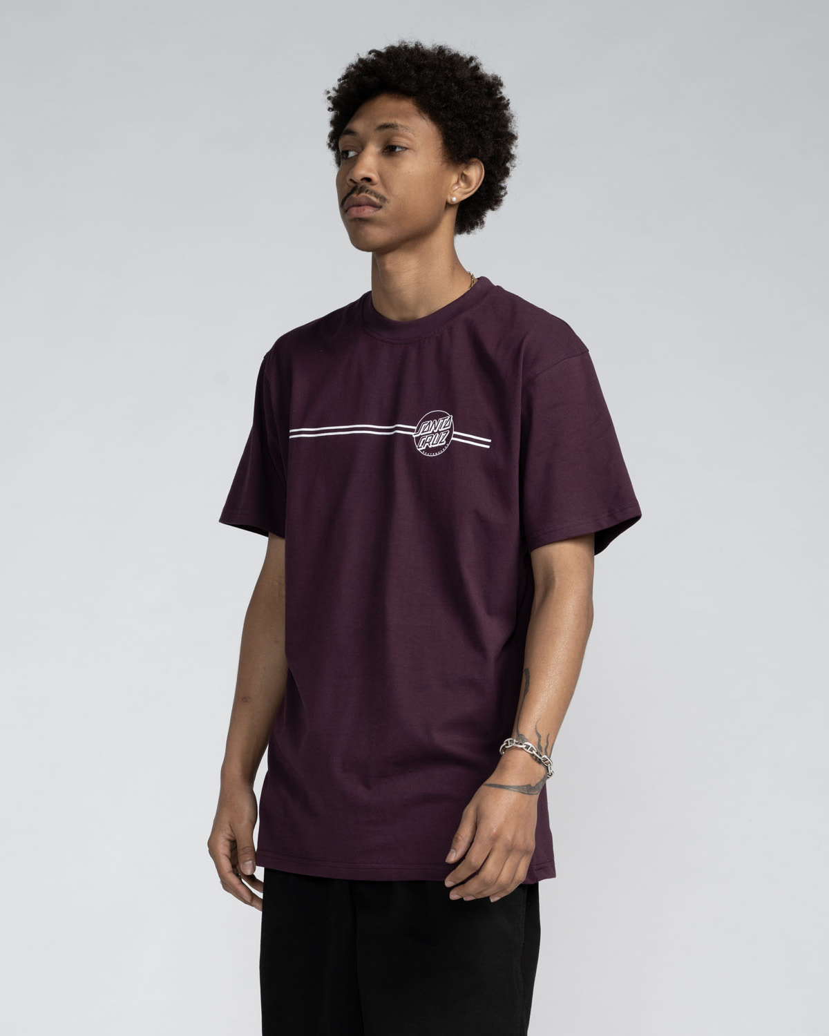 Opus Dot Stripe T-shirt In Blackcurrant