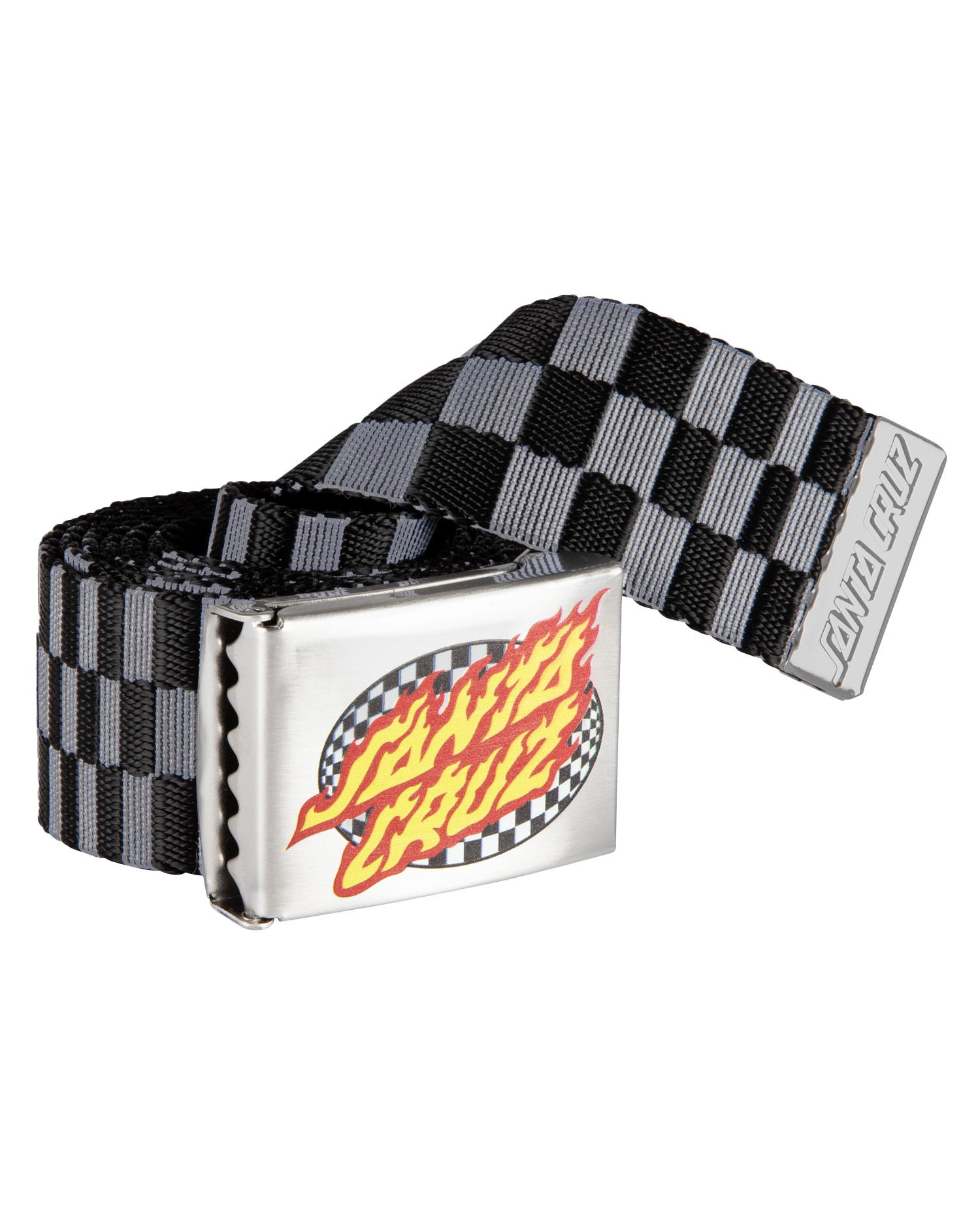 Oval Check Flame Belt In Black Check