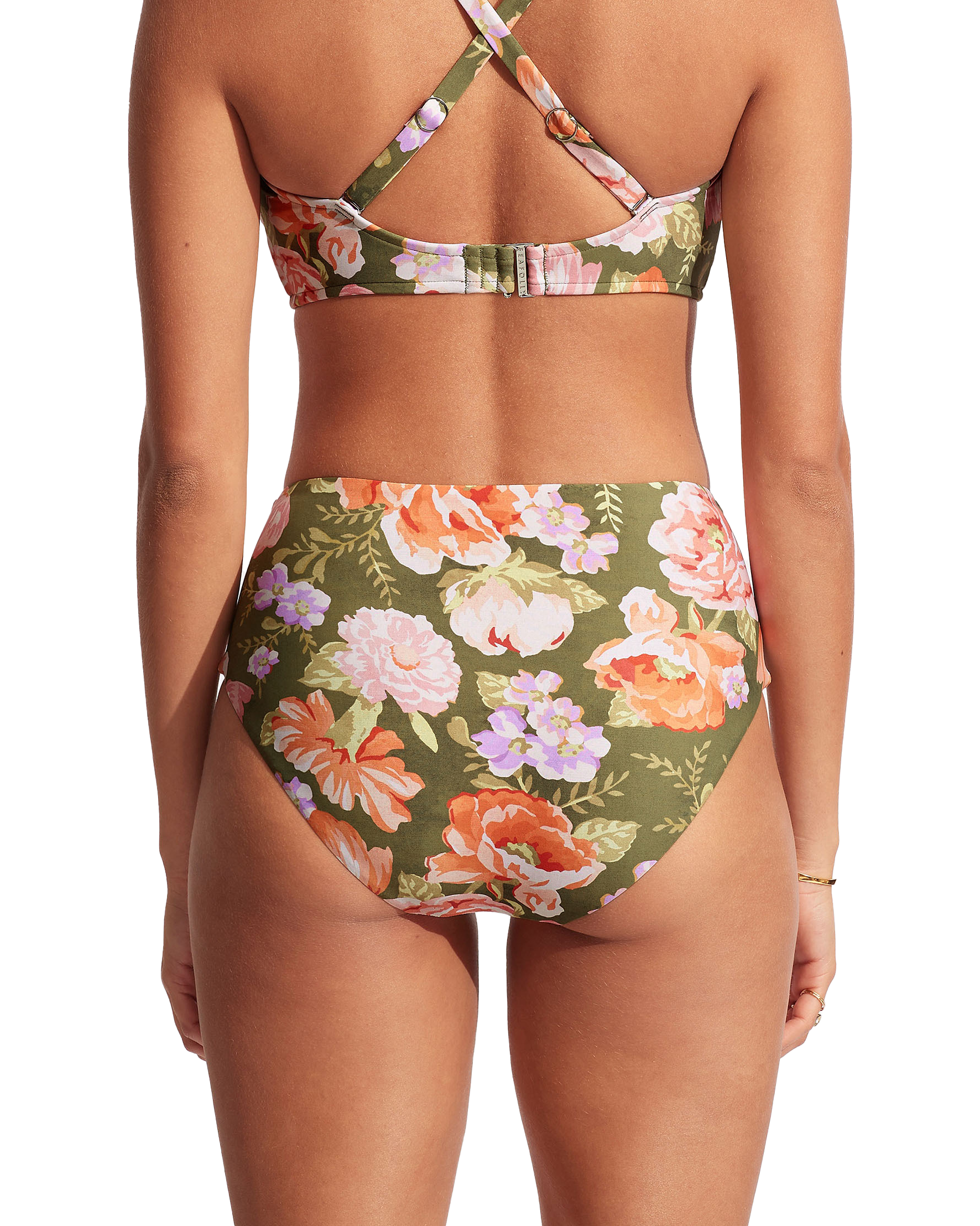 Paradise Garden High Waisted Bikini Bottoms In Avocado