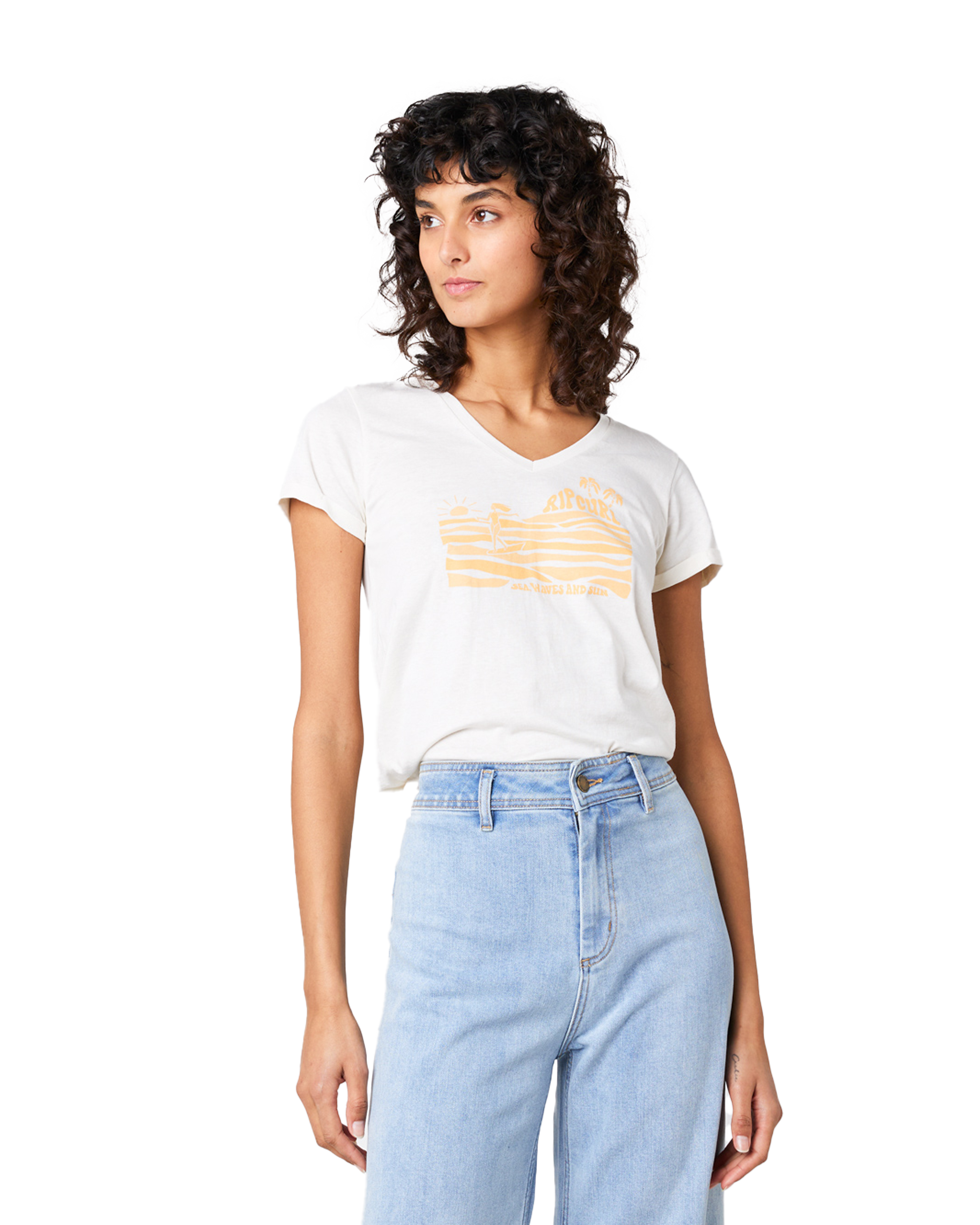 Re-entry V-neck T-shirt In Bone