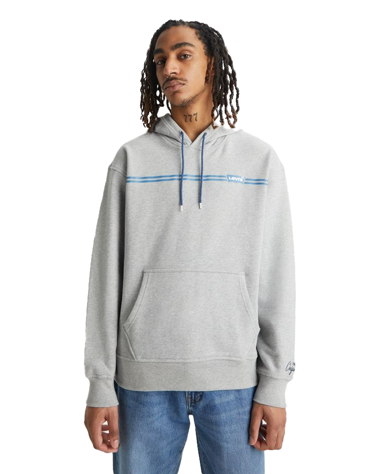 Relaxed Graphic Hoodie In Steel Grey