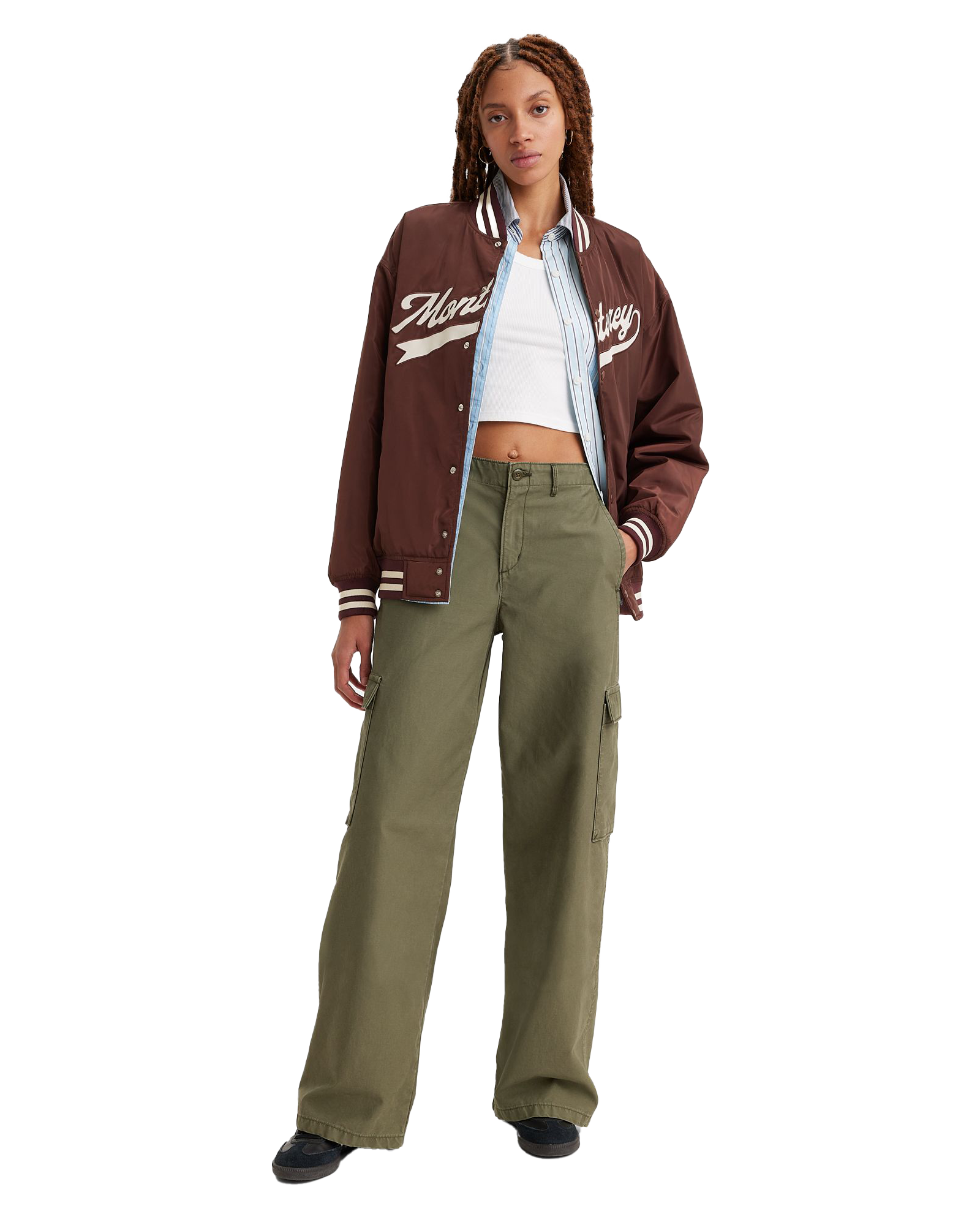 Baggy Cargo Trousers In Olive