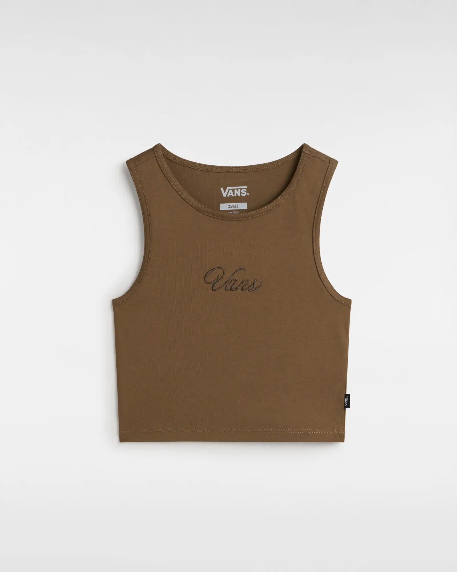 Small Staple Fitted Crop Vest In Sepia