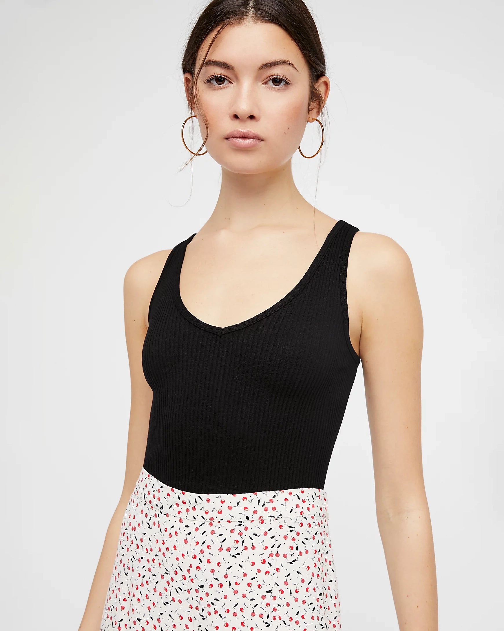 Solid Rib Bambi Vest In Black