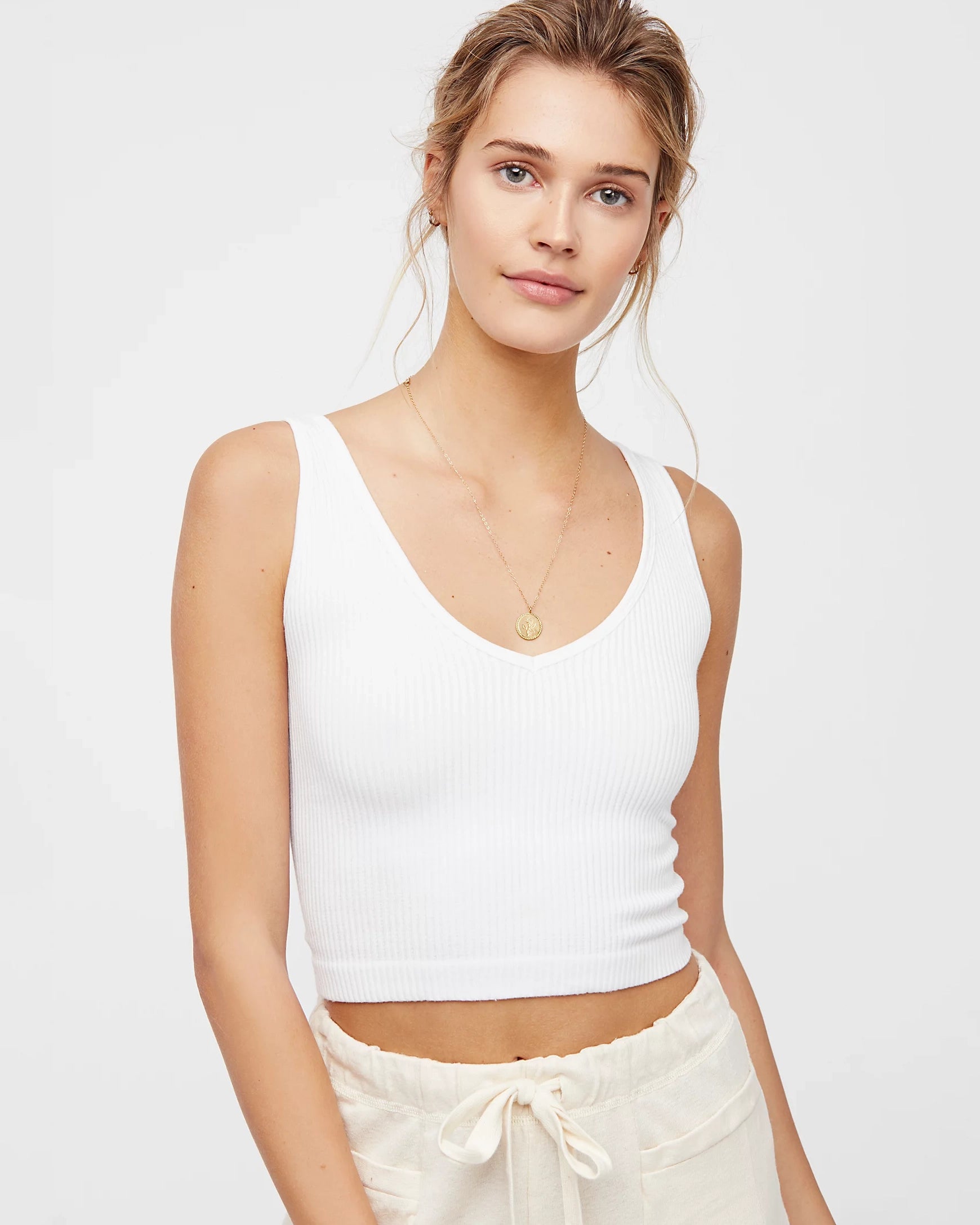 Solid Rib Bambi Vest In White