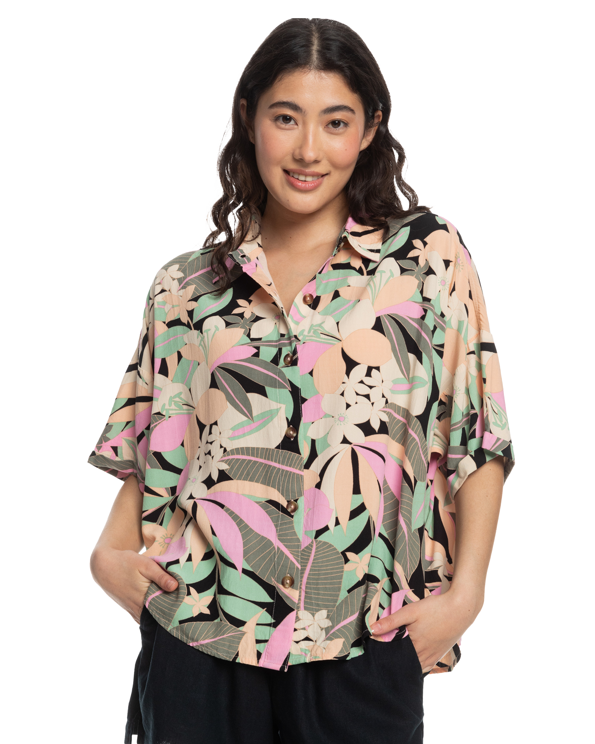 Beach Nostalgia Shirt In Anthracite Palm